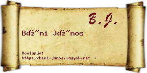 Béni János névjegykártya